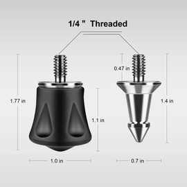 Nineigh 3 Pcs Tripod Feet Rubber Universal Anti-Slip 1/4" Rubber Foot & Stainless Steel Tripod Spike Feet for Universal Aluminum Tripod Leg - Compatible with 1/4" Thread Tripods Monopods