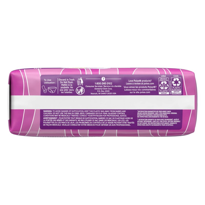 Poise Incontinence Pads for Women, 3 Drop Light Absorbency, Long