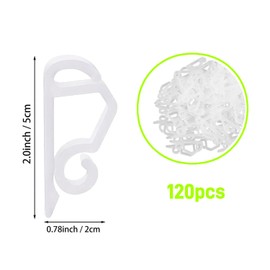 Pack of 120 Christmas Light Clips, Gutter Hooks for Christmas, Fairy Lights Holder, Mini Gutter Hooks for Fairy Lights, Christmas Light Clips (White)