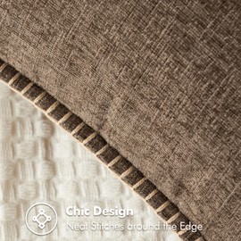 MIULEE Pack of 2 Couch Throw Pillow Covers 20x20 Inch Brown Farmhouse Decorative Pillow Covers with Stitched Edge Soft Chenille Solid Dyed Spring Pillow Covers for Sofa Bed Living Room