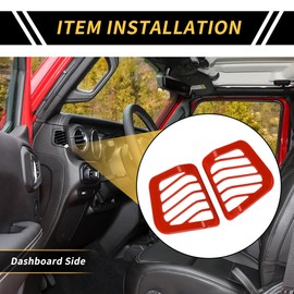 REPAIROCK 1 Set Dashboard Side Air Vent AC Outlet Cover Trim for Jeep Wrangler JL JLU 2018-2024 Dash Air Conditioning Vent Cover Trims ABS Red
