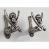 2 Pc Pirate Sword Hanger Jolly Roger Hook Cutlass Gun