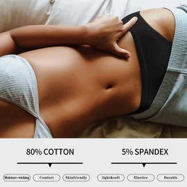 Eiggam Ladies Cotton Bikini Panties, High-Cut Full Coverage Stretch Cool Underwear for Women - 10 Pack, XS