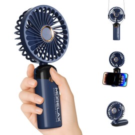 Handheld Mini Fan,USB Rechargeable Fodable Personal Fans 4000mAh,90 Adjustable, 6 Speed Strong Wind,Portable Fan Pocket Design 5 IN 1Cooling Table Fan for Office School Outdoor Travel,Blue