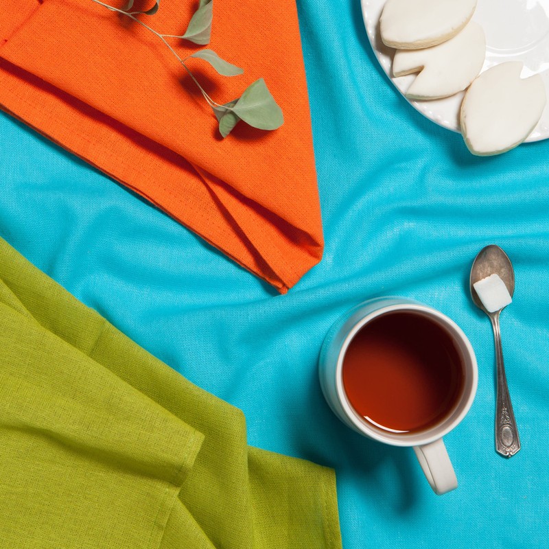 Now Designs Flour Sack Dishtowels, Bali Blue/Leaf/Crush, Set of 3