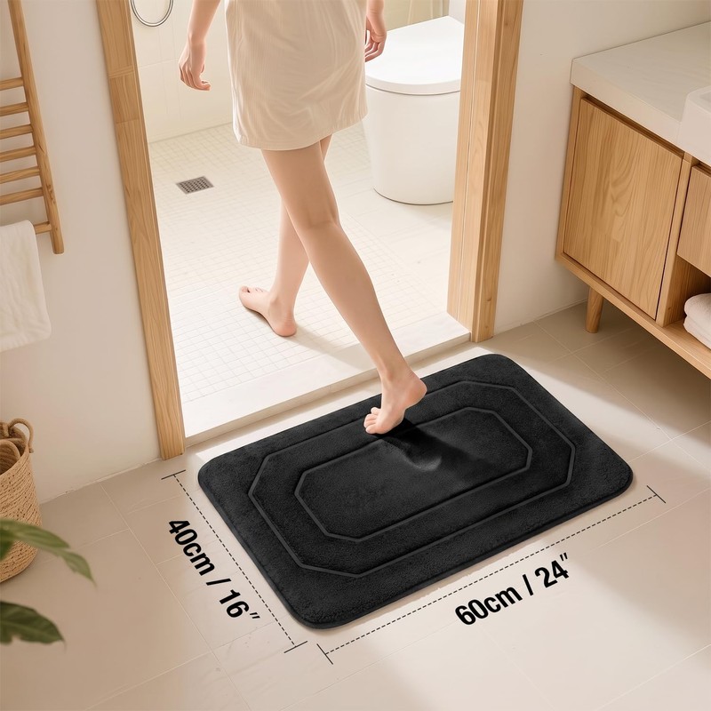 HITSLAM Memory Foam Bath Mat, Absorbent Bathroom Mat 60 x
