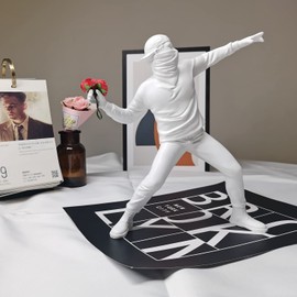 PIGPIGFLY Sculptures,Decorative Figures,Flower Boy Statue,Decoration Living Room,Abstract Sculpture,Home Store Decoration,Modern Living Room Ornaments（White）