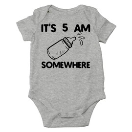 AW Fashions It's 5 AM Somewhere Baby Bodysuit Funny Adorable Newborn Coming Home Outfit Cute Boys Girls (6 Months, Sports Grey)