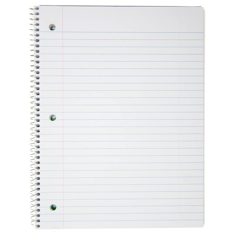 Top Flight Standards 5-Subject Wirebound Notebook, 180 Sheets, 3-Hole Punched,