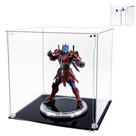Clear Acrylic Display Case, Large Storage Bins with Magnetic Front-Open Door, Storage Box Showcase for Collectibles, Action Figures, Toys, Purse, Protection Organizer (10x10x10 inch)