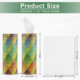 SINGARO Car Tissue Holder, 4 Pack Car Cup Holder Facial Tissues with Travel Tissue Bag, Quick and Convenient Flower Combination Car Tissue Box(4 Canisters/200 Tissues) Yellow - Green
