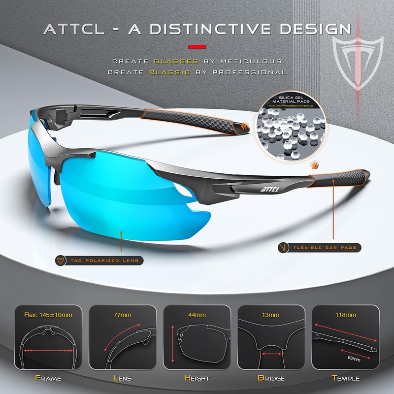 ATTCL Sunglasses For Men - Upgraded Sports Polarized Sunglasses for