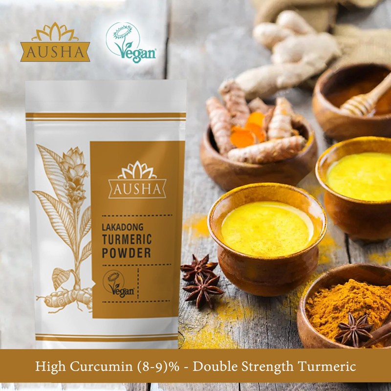 Ausha Lakadong Turmeric Powder 200g - High Curcumin 8-9%, Double
