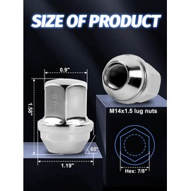 Set of 24, 14x1.5 Lug Nuts Chrome Compatible with Silverado Tahoe Suburban Colorado 1.5 Inch Wheel Lug Nuts