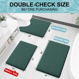 Smiry Memory Foam Bath Mat 30x20, Extra Soft and Absorbent Bathroom Mats, Non Slip Washable Carpet for Floor, Shower and Tub, Green