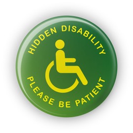 Wheelchair Invisible Health Condition Please be Patient - Hidden Disability Awareness - Pin Button Badge Sunflower - 45mm