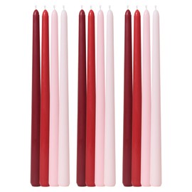 Viyffo Taper Candles 12 Inch Red Set of 12 Unscented, Dripless, Smokeless Long Tall Tapered Candlesticks Wedding Home Decor Dinner Natural Color Series