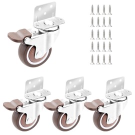 CPROSP Set of 4 Furniture Castors with Brake, L Type Castors Diameter 50 mm, L Shape Holder Furniture Castors, Swivel Castors with Brake, Rubber Wheels for Furniture