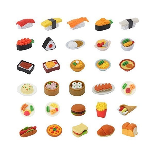 Japanese Iwako Eraser 30 Pieces of Bakery, Japanese & Chinese Food Erasers Assortment by Iwako