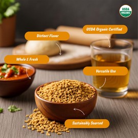 Spice Profile USDA Organic Fenugreek Seeds, Lab Tested for Heavy Metals, Resealable 4oz Pouch, Methi, Semillas de Fenogreco