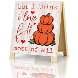 Fall Table Decor Pumpkin Decorations for Home Autumn Harvest Thanksgiving Sign Desk Signs Home Shelf Office Decoration, Rustic Farmhouse Centerpiece Table Tiered Tray Decor (5.6'' x 4.3'')
