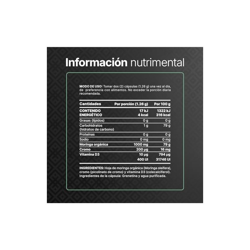 Life Moringa Orgánica 240 Cápsulas 1000mg Por Porción Superalimento Potenciado