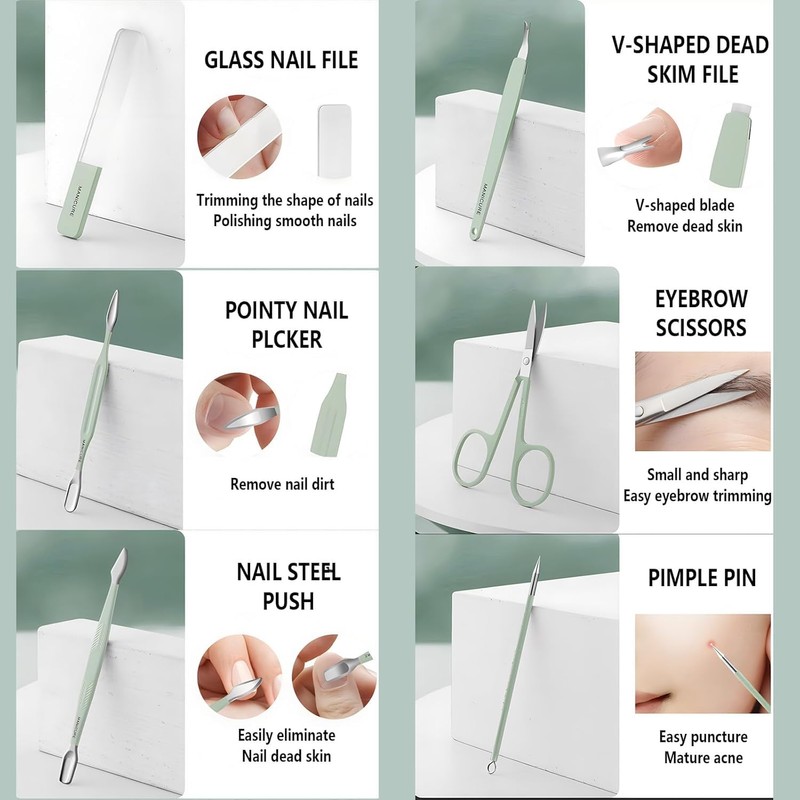 Professional Manicure and Pedicure Kit, 12-Piece Nail Care Tools with