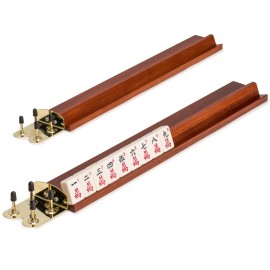 Yellow Mountain Imports Classic Wooden Mahjong Racks, 18" - Mahogany Color - Set of 4