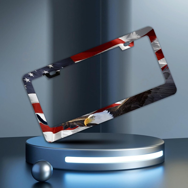 American Flag Eagle License Plate Frames - 2 Pcs Set