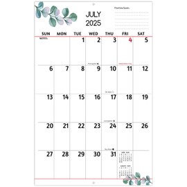 Wall Calendar 2025-2026 - Large Print Calendar, Jul 2025 - Dec 2026, 14.6 x 22.8 In (Open), 18 Monthly Calendar 2025-2026 with Big Numbers, Large Grid, Notes, Moon Phases, Great for Planning