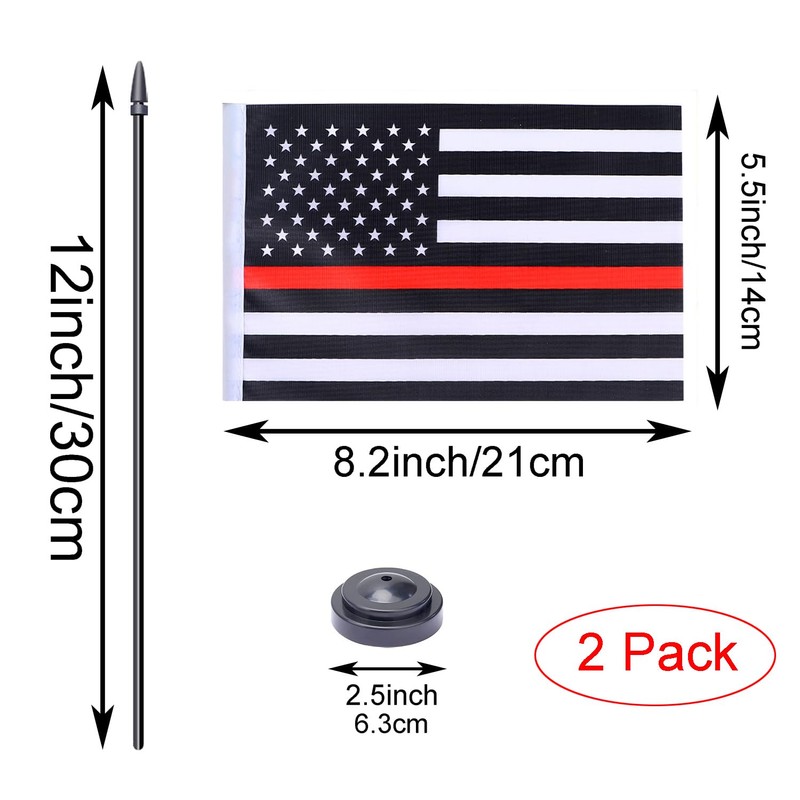 2 Pack USA Thin Red Line Flag Firefighter Deluxe Desk