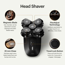 MANSCAPED® The Dome Shaver™ PRO Head Shaver for Bald Men – Five Rotary Blade Design with SkinSafe® & FlexAdjust Technology, Waterproof, USB-C & Wireless Charging Compatible with Travel Lock