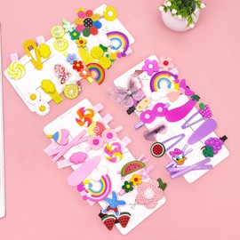 HFZRZFH 42 Piece Hair Clip Set for Girls and Toddlers - Adorable Fruit and Animal Patterns in Vibrant Colors