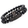 CARSHIER 4 PCS Bracelets for Men Women Friendship Lava Stone