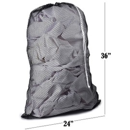 Handy Laundry Bolsa de lavandería de Malla Comercial: Material de Malla Resistente con Cierre de cordón. Lavandería de Malla Lavable a máquina Ideal (24 x 36 | Negro | Paquete de 2)