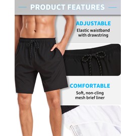 Flytop - Traje de baño para hombre de secado rápido con bolsillos con cierre, A01-negro, 3X-Large