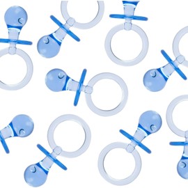 Acrylic Glass Plastic Cute Small Baby Pacifiers for Baby Shower Decorations, Table Scatter, Party Favors, Games & Activities (36 Pieces) by Super Z Outlet (Blue)