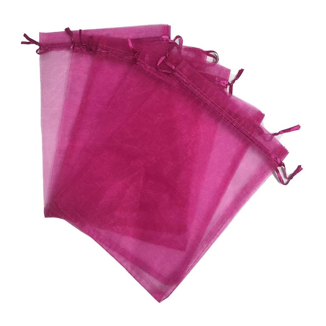 100pcs 6x9 Inches Sheer Drawstrings Organza Gift Candy Bags Wedding Christmas Favors Bags (Hot Pink)