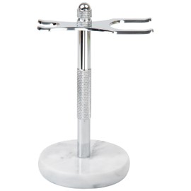 GMYIAK Razor and brush stand, razor holder with marble base is more stable, the base does not rust and the fitted protective distance protects your worktop, a gift (white)
