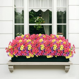 SAHOOTTIE Colorful Spring Artificial Flowers for Outdoors 14 Bundles Fake Spring Flowers Faux Plastic Flowers for Outside Porch Patio Garden Decor (4 Mix Colors)