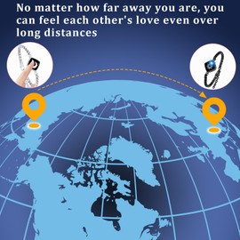 Long Distance Touch Bracelets Jewelry Set, Remote Smart Connection Love Bracelet,Send SOS SMS, Relationship Bracelets Star for Couples Lovers Family Friends Festivals Valentine's Day Gifts Silver