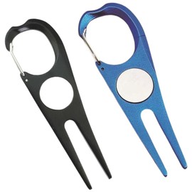 AQUALOACH Golf Fork [Set of 2 Colors] Green Fork, Made of Aluminum Alloy, Lightweight, Portable, Durable (Black & Blue)
