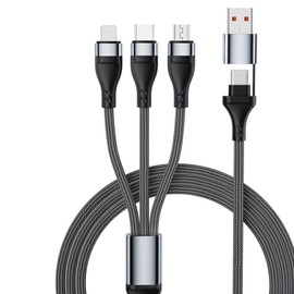 MEDIOPPTEK Multi Charging Cable, 3 in 2 USB Charging Cable 4FT for Multiple Devices, Braided Universal Phone Charger Cord with Type-C, Micro USB, IP Port for Phone16/15/14/Android Phones and More