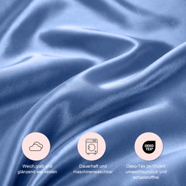 Seiwohl Satin Cushion Cover 40 x 80 cm, Set of 2 Satin Pillowcase Cushion Cover for Hair and Skin, Similar to Silk, Haze Blue, with 2 Hair Bobbles