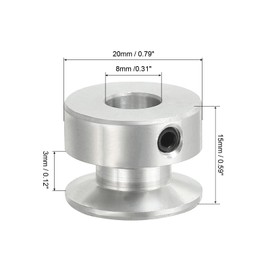 PATIKIL V-Belt Pulley, 8mm Fixed Bore 20mm Outer Dia Single Groove Pulley Wheel Aluminum Alloy V-Groove Drive Pulley for Motor Shaft 1-3MM PU Round Belt