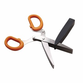 Multi Blade Scissors Ideal for Chopping Herbs Salads 21cm Soft Collection with Blade Guard (Orange, Black, Silver) Quantity: 1