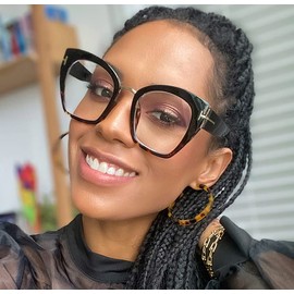 VOOGLAM Cat Eye Blue Light Blocking Glasses for Women Oversize Stylish Wine Red Glasses Anti Eyestrain & UV Paulina