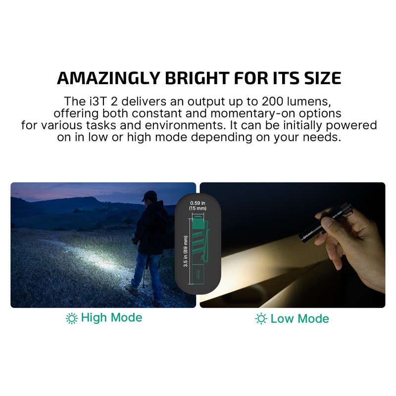 OLIGHT I3T 2 EOS Pocket EDC Flashlight, 200 Lumens Compact