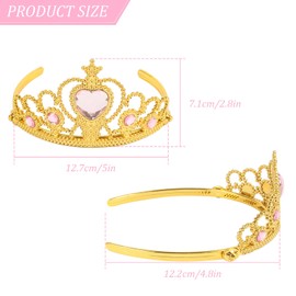 XiangGuanQianYing - Tiaras de princesa para niños a partir de 3 años de edad, tiara rosa, tiara de plástico, oro (paquete de 10) (color rosa corazón)