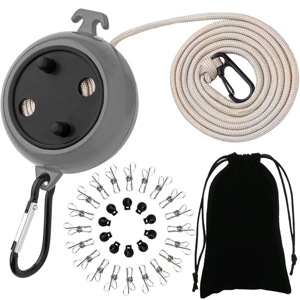 ZONSUSE Washing Line Extendable Non-Slip Camping Washing Line 8 m